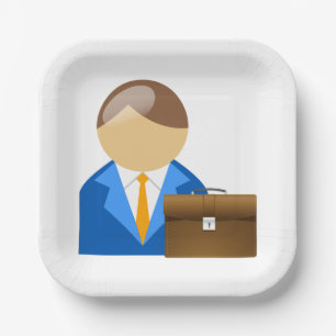 Plato De Papel Icono de hombre de negocios profesional con maletí