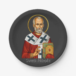 Plato De Papel Icono de la letra serbia ortodoxa de San Nicolás