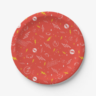 Plato De Papel Icono de relámpago de Flash y patrón de garabatos