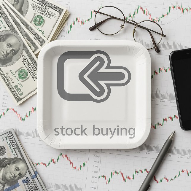 Plato De Papel Ícono financiero moderno de compra de acciones min (Subido por el creador)