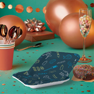 Plato De Papel Iconos de barbacoa Herramientas de parrillada de c