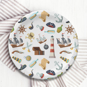 Plato De Papel Iconos náuticos piratas
