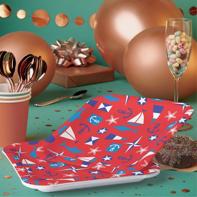 Plato De Papel Iconos Náuticos Y Oceánicos (Subido por el creador)