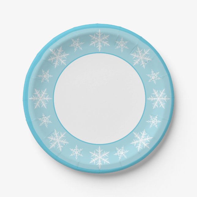 Plato De Papel Icy Blue Winter Wonderland Snowflake (Anverso)