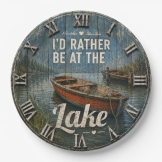 Plato De Papel I'd Rather Be at the Lake House Rustic Vintage