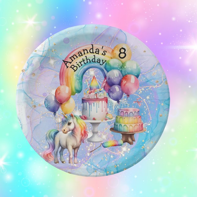 Plato De Papel Ideas de cumpleaños de niños Fiestas de Unicornio  (Unicorn Plate)