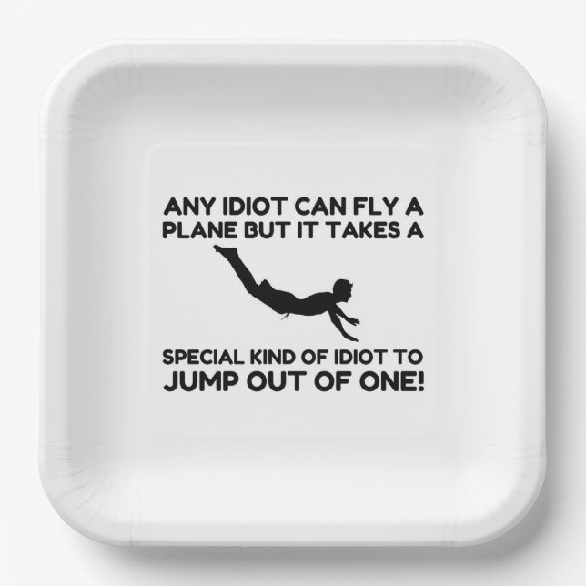PLATO DE PAPEL IDIOT SKYDIVING (Anverso)