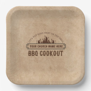 Plato De Papel Iglesia BBBQ Potluck, Placas de papel personalizad