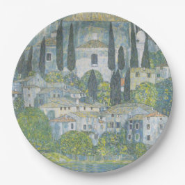 Plato De Papel Iglesia de Cassone (Paisaje italiano) Arte vintage