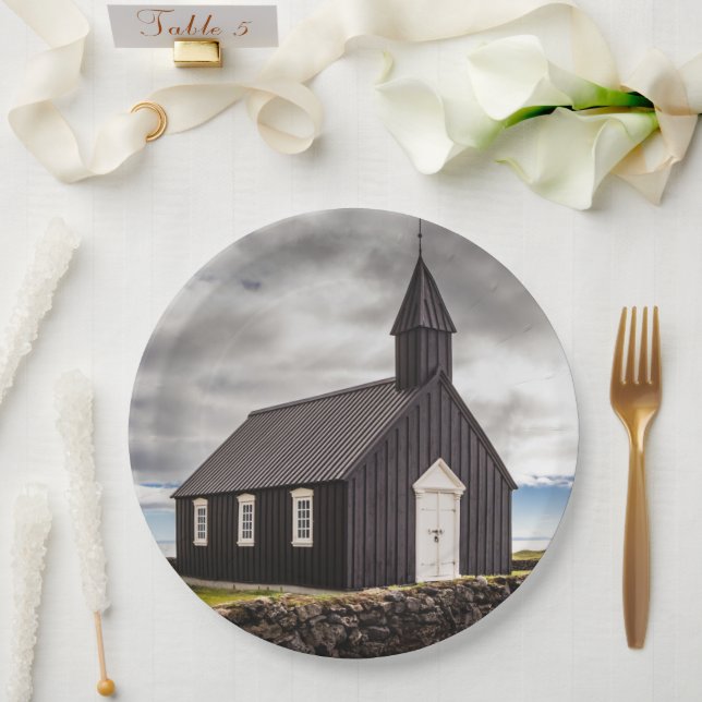 Plato De Papel Iglesia Negra De Budir, Islandia (Boda)