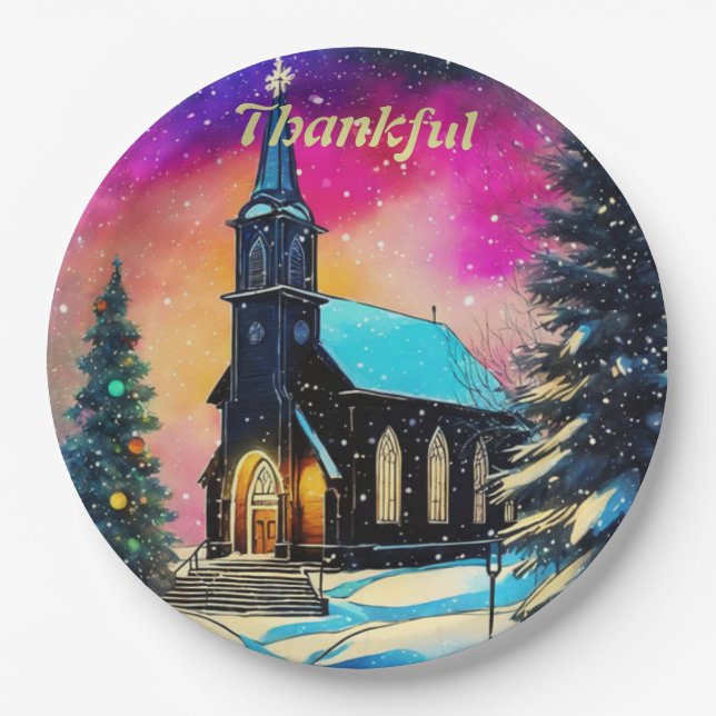 Plato De Papel Iglesia Personalizada de Navidades del País Agrade (Anverso)