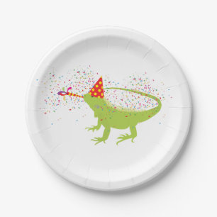 Plato De Papel Iguana Lizard de animales de fiesta con Fiesta
