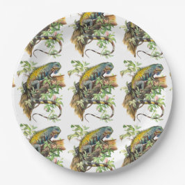 Plato De Papel iguana verde