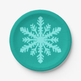 Plato De Papel Ikat Snowflake - Turquesa y agua