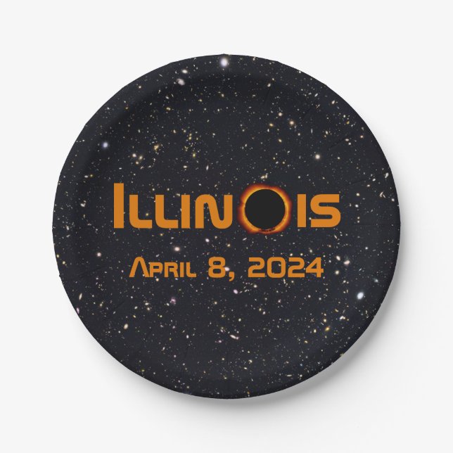 Plato De Papel Illinois 2024 Eclipse Solar Total (Anverso)