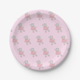 Plato De Papel illusima Ballerina Hippo Pastel Pink