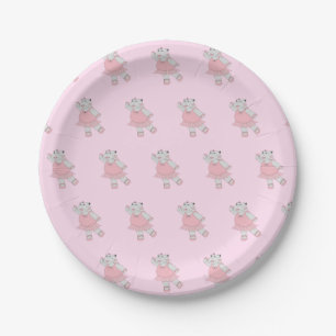 Plato De Papel illusima Ballerina Hippo Pastel Pink