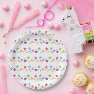 Plato De Papel illusima Estrellas de Arcoíris Mágicas Fiesta