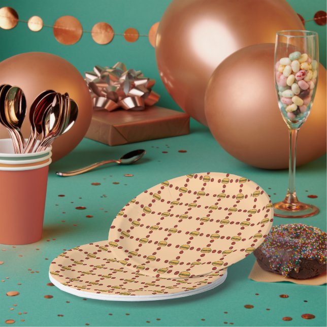 Plato De Papel Illustration of hamburger patterns  (Multi)