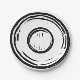 Plato De Papel Ilusión óptica Fiesta 2D en blanco y negro