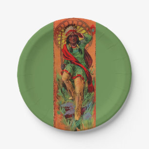 Plato De Papel Ilustracion 1919 del indio del nativo americano