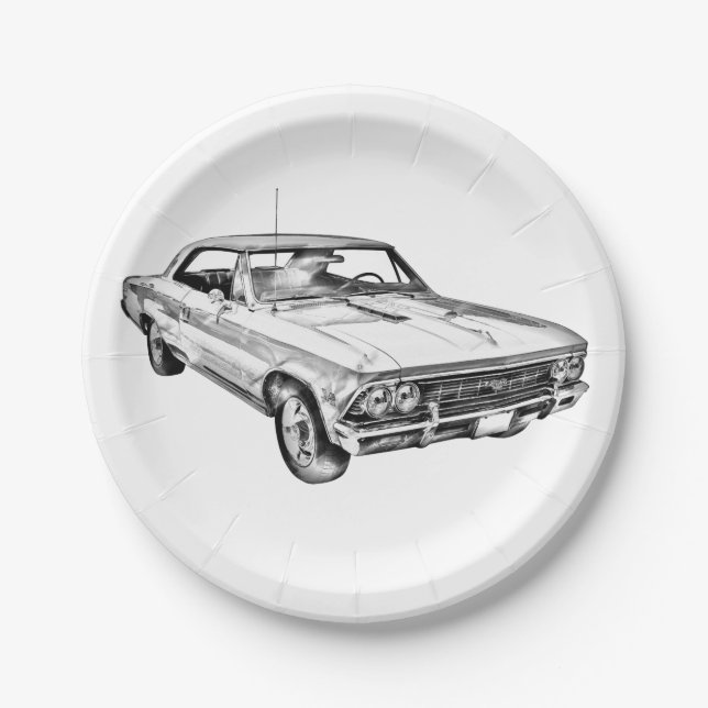 Plato De Papel Ilustracion 1966 de Chevy Chevelle SS 396 (Anverso)