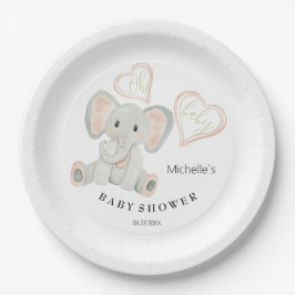 Plato De Papel Ilustracion acuático de elefante de primavera cúrc