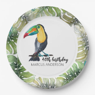 Plato De Papel Ilustracion acuático exótico de Toucan