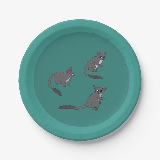 Plato De Papel Ilustración adorable de bushbabies  (Anverso)