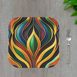 Plato De Papel Ilustracion Art Deco retro dorado