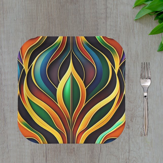 Plato De Papel Ilustracion Art Deco retro dorado (Subido por el creador)