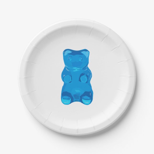 Plato De Papel Ilustracion azul de Gummybear (Anverso)