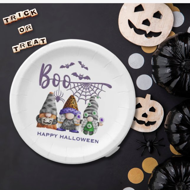 Plato De Papel Ilustracion Boo Halloween Gnomes (Subido por el creador)