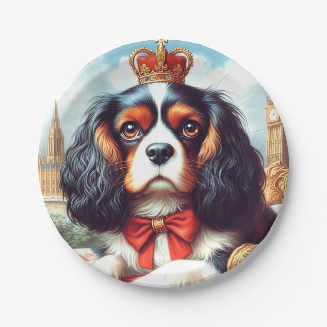 Plato De Papel Ilustracion Cavalier King Charles Spaniel (Anverso)