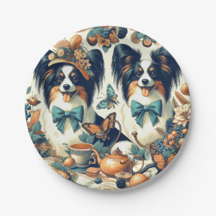 Plato De Papel Ilustracion Cute Papillon Dog