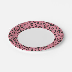 Plato De Papel Ilustracion de animal rosa leopardo
