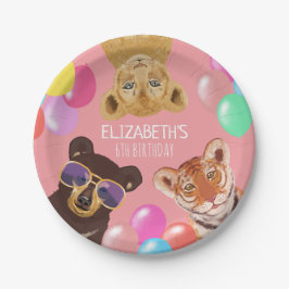 Plato De Papel Ilustracion de animales fiestas Cumpleaños