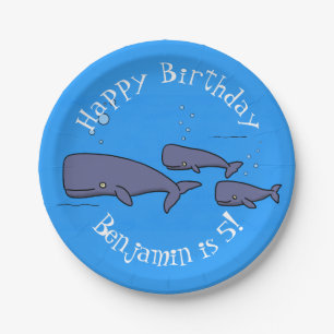 Plato De Papel Ilustracion de ballenas personalizados migratorias