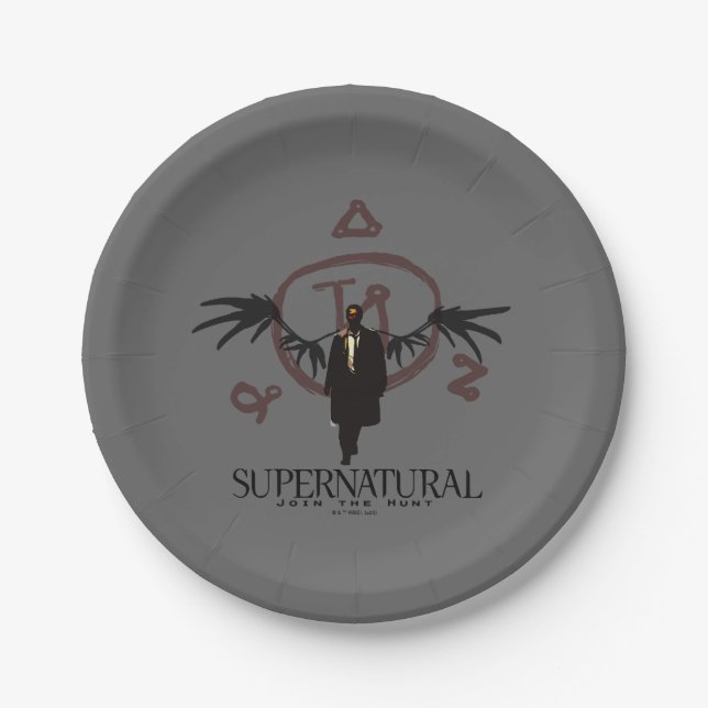 Plato De Papel Ilustracion de Castiel supernatural (Anverso)