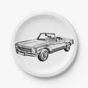 Plato De Papel Ilustracion de coche convertible Mercedes Benz 280