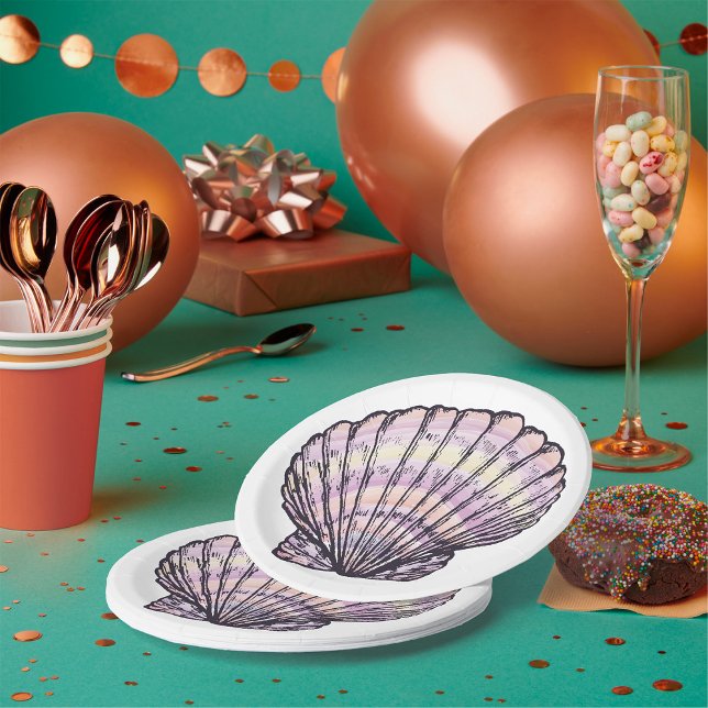 Plato De Papel Ilustracion de conchas marinas (Subido por el creador)