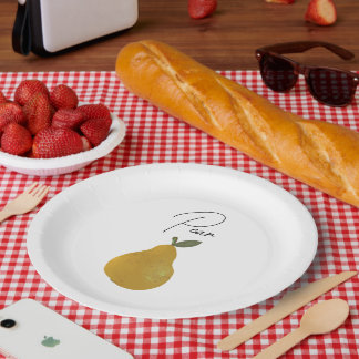 Plato De Papel Ilustración de fruta de pera