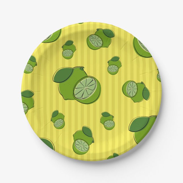 Plato De Papel Ilustración de limas (Anverso)