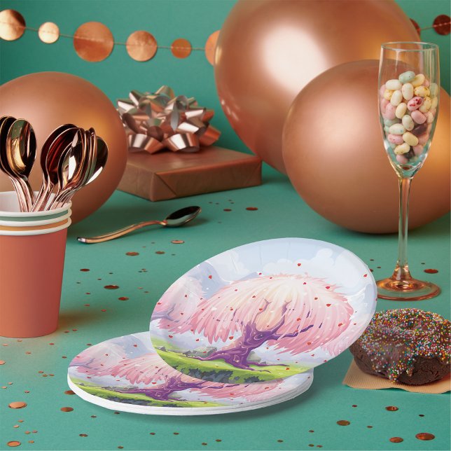 Plato De Papel Ilustracion de los Árboles Rosa (Subido por el creador)