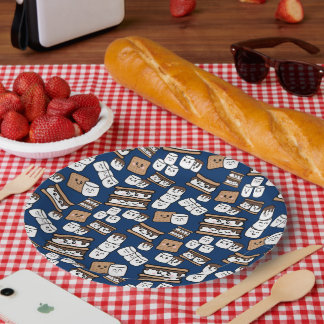 Plato De Papel Ilustracion de malvavisco de Cute Smores