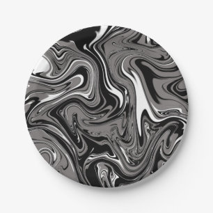 Plato De Papel Ilustracion de mármol abstracto negro