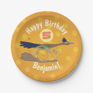 Plato De Papel Ilustracion de pájaro personalizado de pista diver