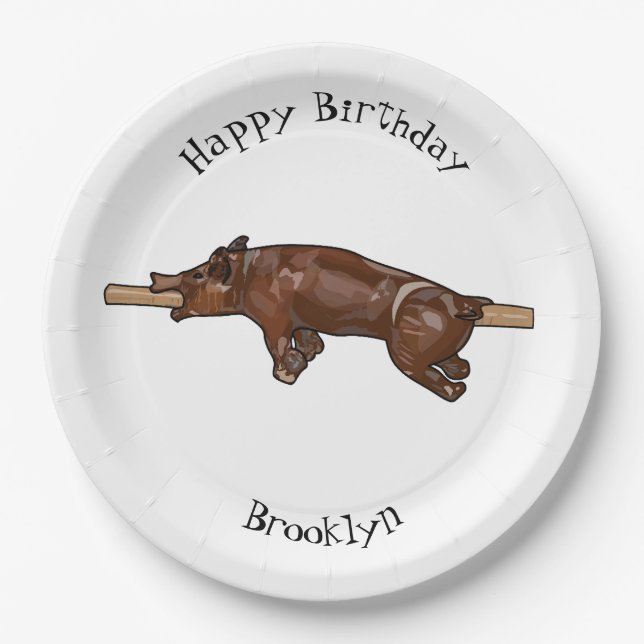 Plato De Papel Ilustracion de personalizado asado de cerdo / cerd (Anverso)