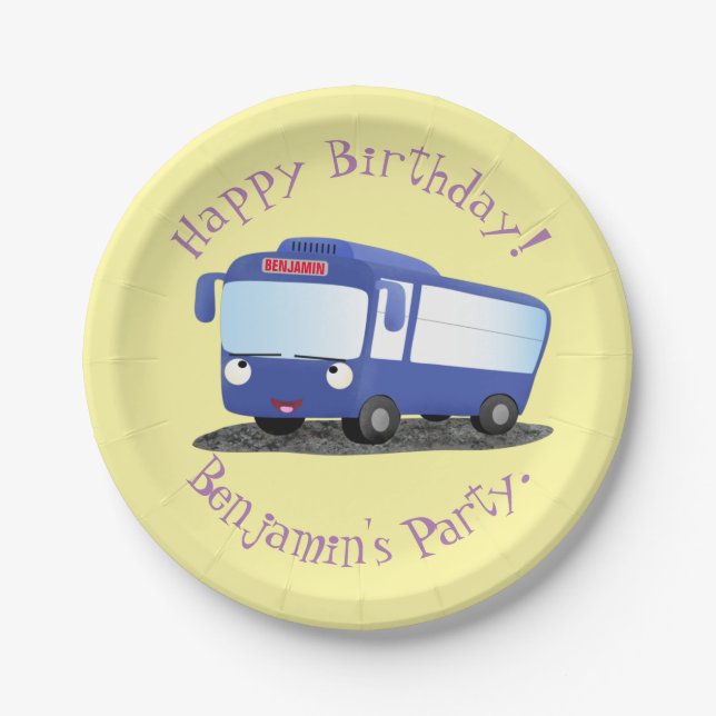 Plato De Papel Ilustracion de personalizado de autobús moderno az (Anverso)