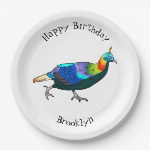 Plato De Papel Ilustracion de personalizado de aves monales del H